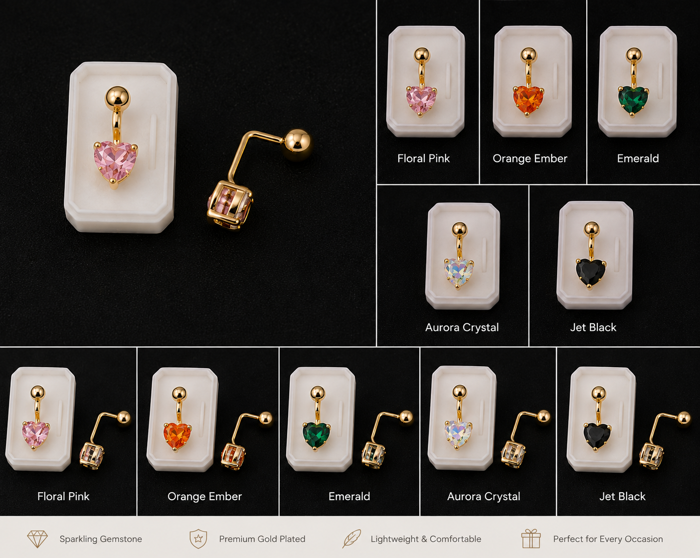 Heart Spark Crystal Earrings for Women | Gold Plated | Zevra
