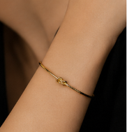 Golden Knot Cuff Bracelet — Adjustable Open Bangle for Women