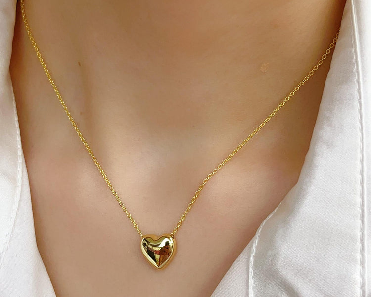 Heart Shape Necklace |  Love Heart Pendant Necklace | Girls & Women Fashion - Golden