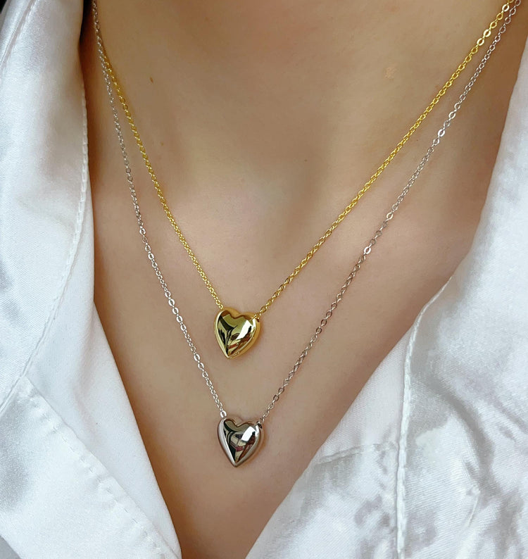 Heart Shape Necklace |  Love Heart Pendant Necklace | Girls & Women Fashion - Golden