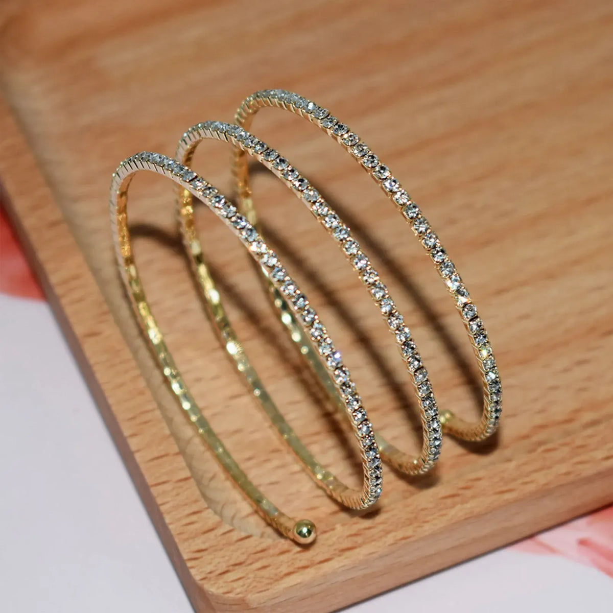 3-in-1 Elegant Zircon Bangle Set for Women