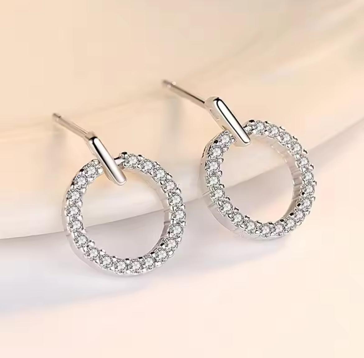 Circle Zircon Korean Earrings - Golden & Silver