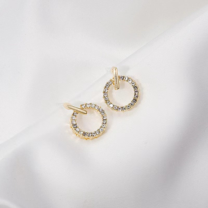 Circle Zircon Korean Earrings - Golden & Silver
