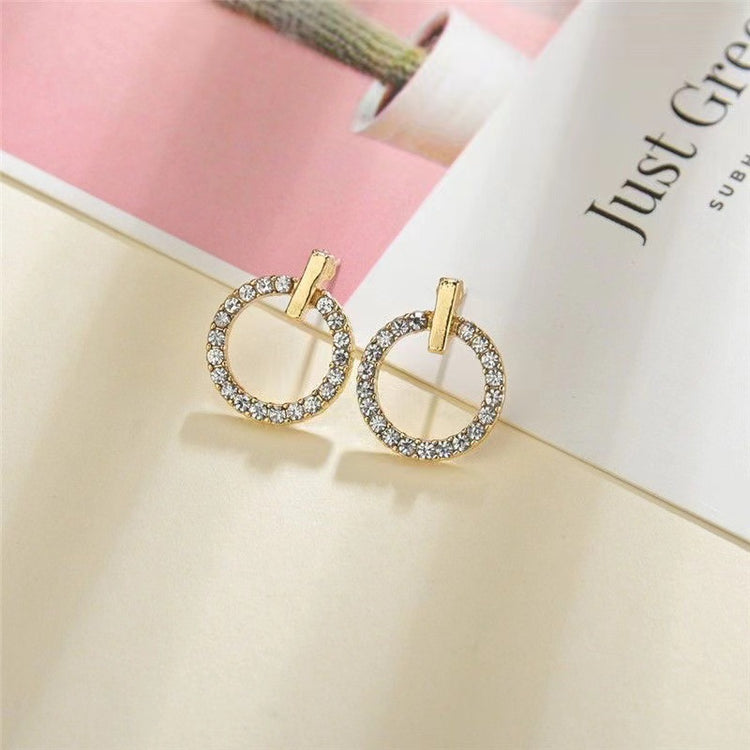 Circle Zircon Korean Earrings - Golden & Silver