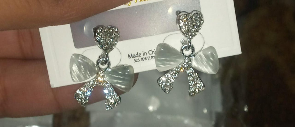 Heart Bow Zircon Korean Stud Earrings for Women