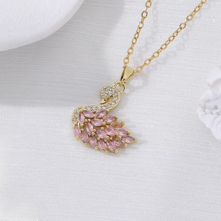 Swan Zircon Necklace - Jewelry Product Designed For Personal Style And Daily Fashion Routine - Silver Pink