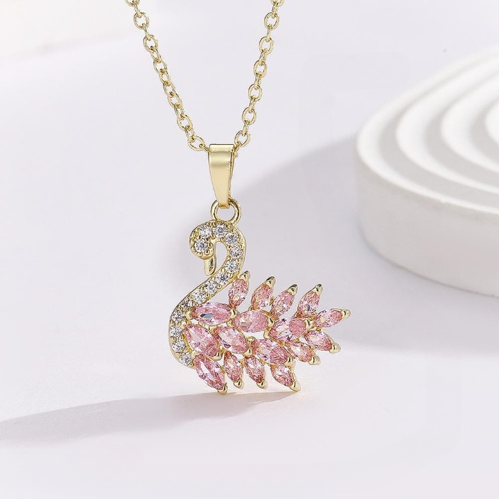 Swan Zircon Necklace - Jewelry Product Designed For Personal Style And Daily Fashion Routine - Silver Pink