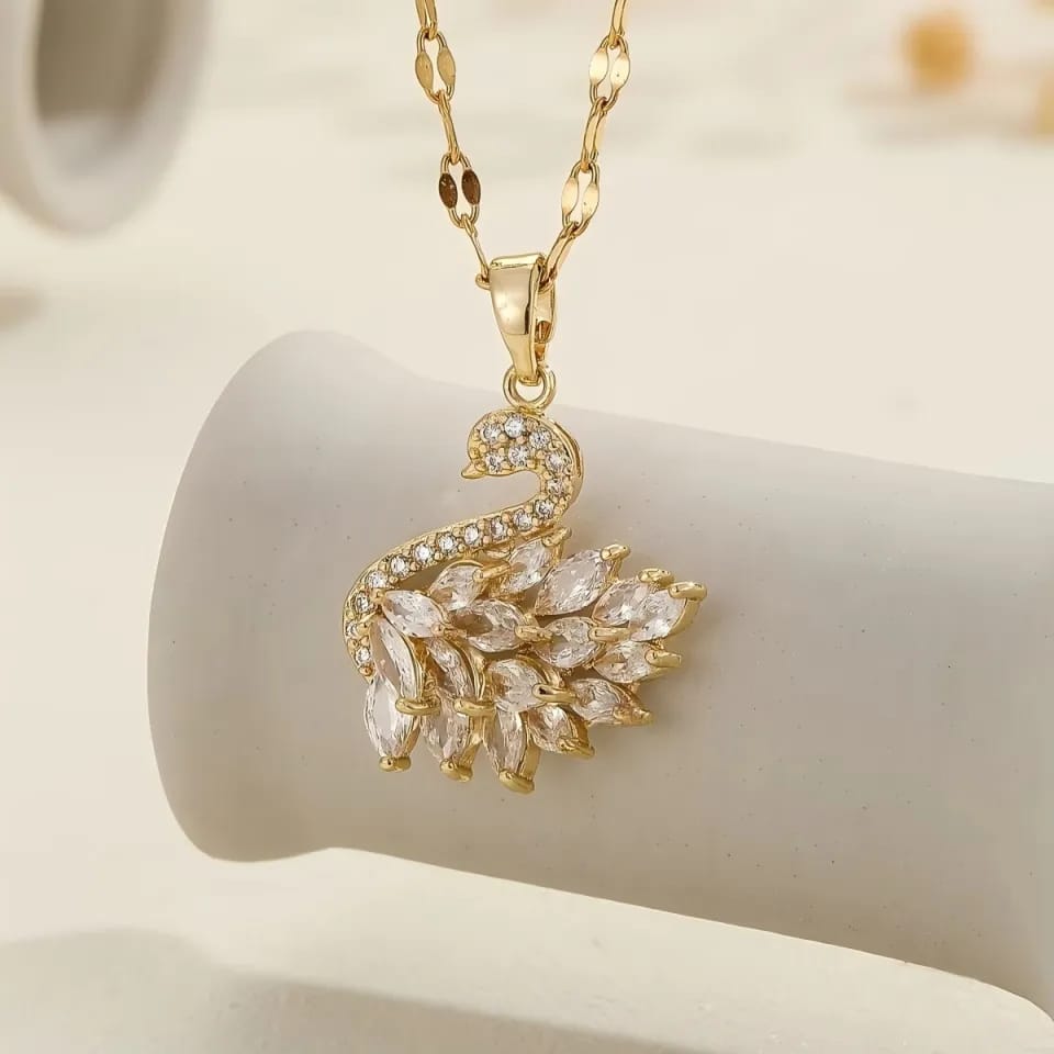 Swan Zircon Necklace - Jewelry Product Designed For Personal Style And Daily Fashion Routine - Silver Pink