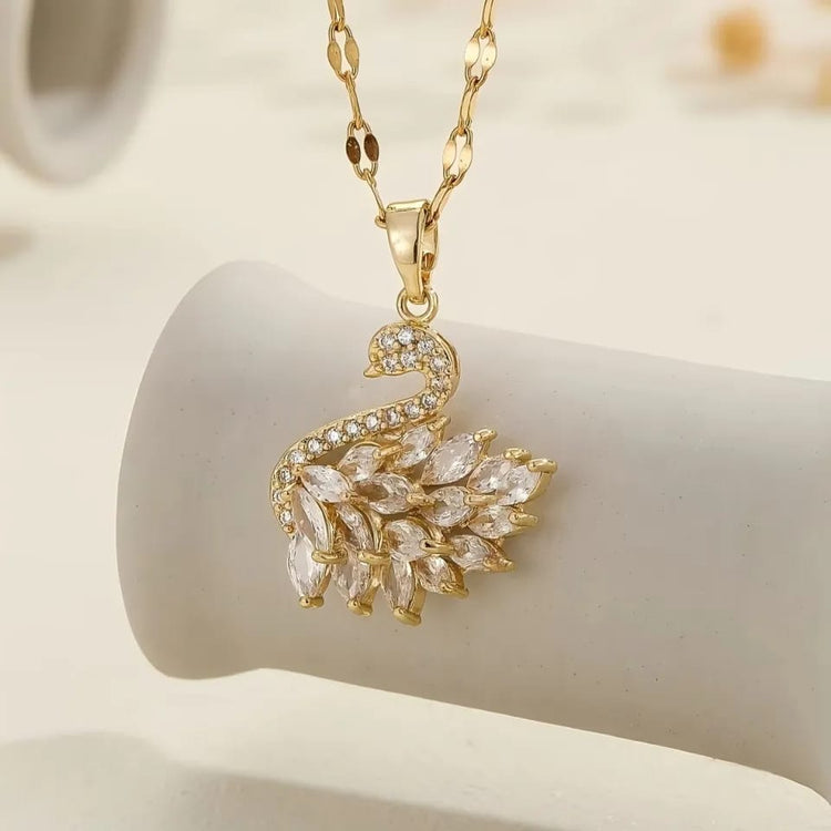 Swan Zircon Necklace - Jewelry Product Designed For Personal Style And Daily Fashion Routine - Silver Pink