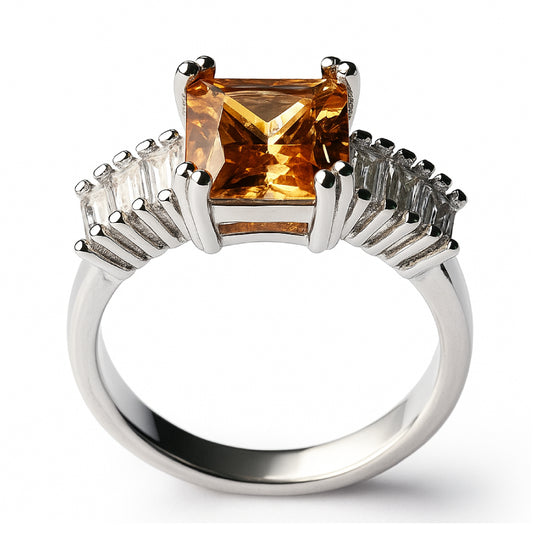Champagne Crystal Statement Ring for Women | Zevra Jewelry