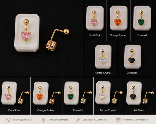 Heart Spark Crystal Earrings for Women | Gold Plated | Zevra