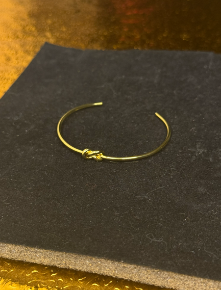 Golden Knot Cuff Bracelet — Adjustable Open Bangle for Women