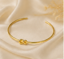 Golden Knot Cuff Bracelet — Adjustable Open Bangle for Women