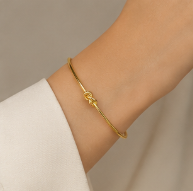 Golden Knot Cuff Bracelet — Adjustable Open Bangle for Women