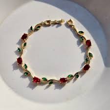 Tulip Crystal Bracelet — Floral Charm Bracelet for Women