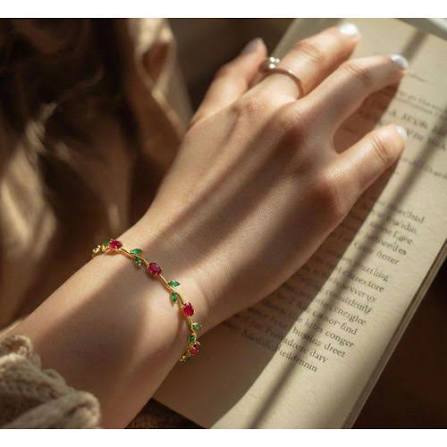 Tulip Crystal Bracelet — Floral Charm Bracelet for Women