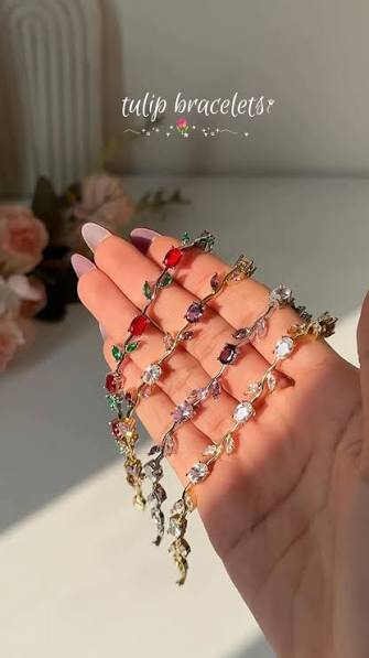 Tulip Crystal Bracelet — Floral Charm Bracelet for Women