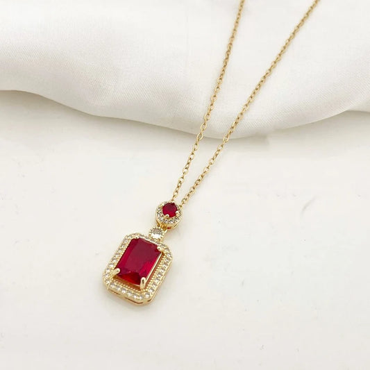 Ruby Elegance Gold Pendant Necklace for Women | Zevra