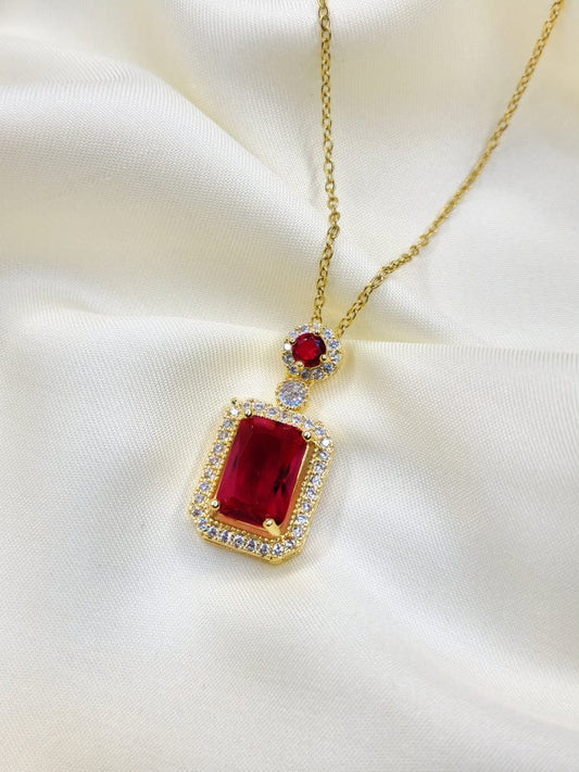 Ruby Elegance Gold Pendant Necklace for Women | Zevra